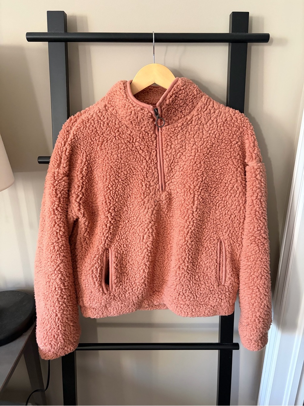 Thread & Supply Quarter Zip Sherpa Fleece Pullover Dusty Rose